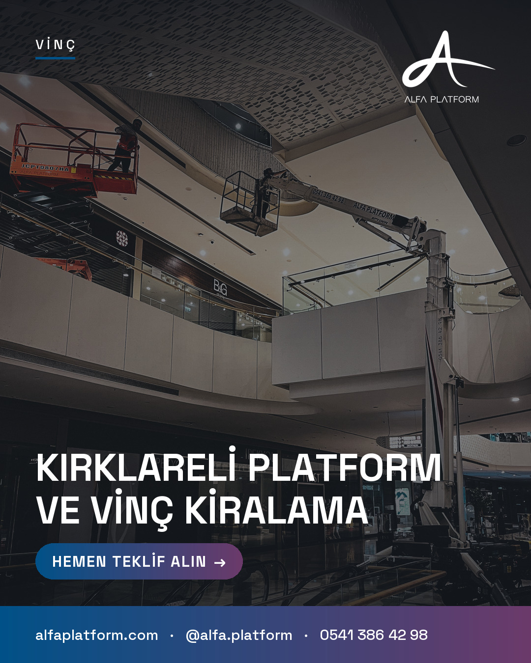 Kırklareli Platform ve Vinç Kiralama — Alfa Platform