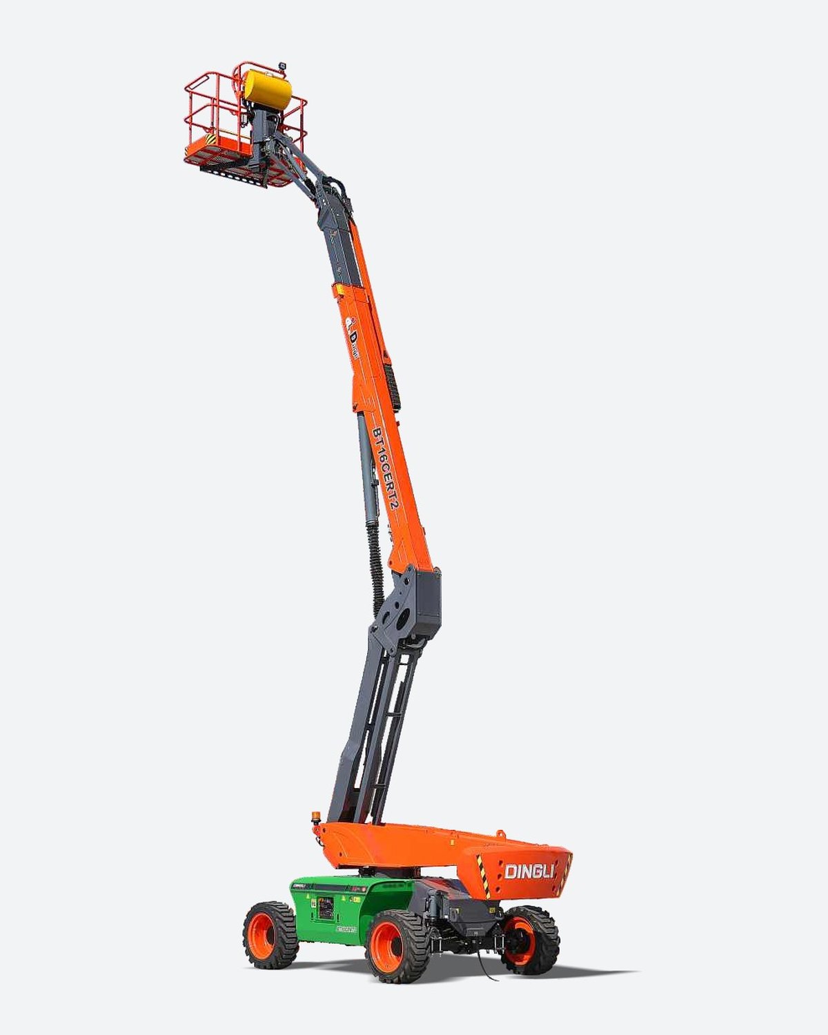 Dingli BT16CERT2 eklemli platform, bomu yukarı açılmış hâlde