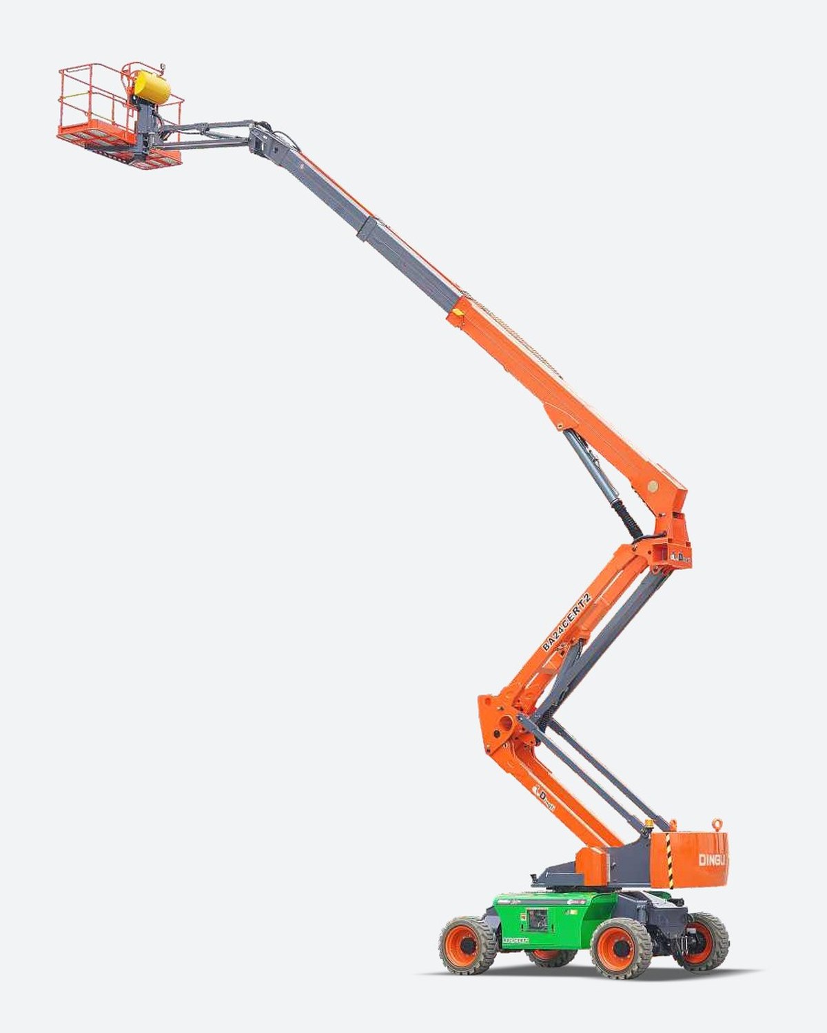 Dingli BA24CERT2 eklemli platform, bomu yukarı açılmış hâlde